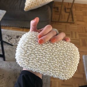 White pearl wedding clutch